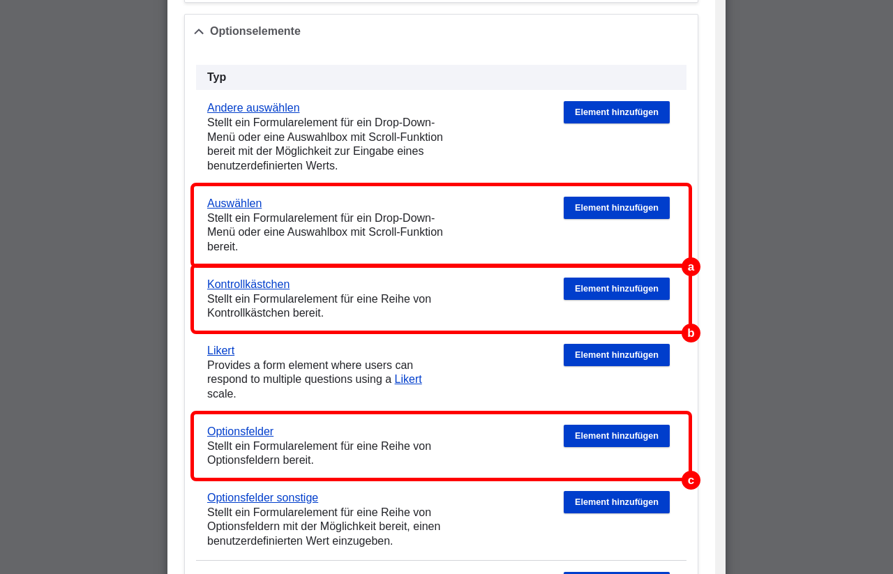 Forms OptionFields