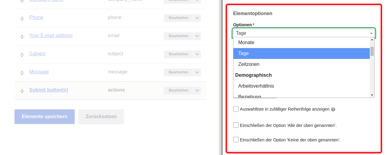 Forms OptionPresetFields