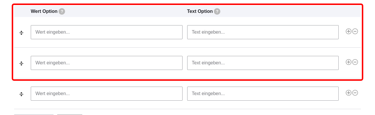 Forms PresetOptionsAddOptions